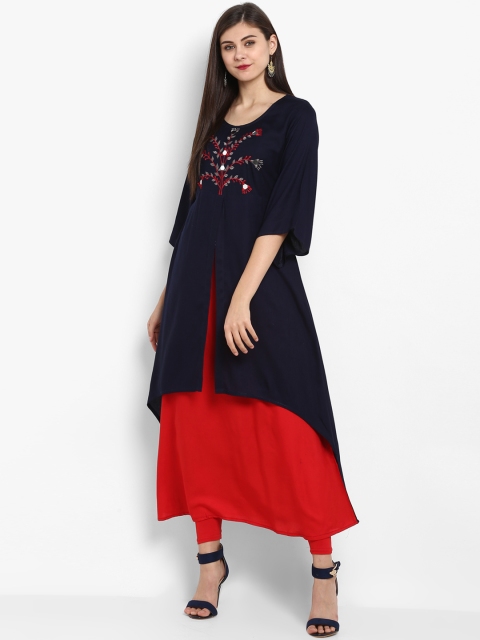 

Fashion String Women Black Embroidered A-Line Kurta