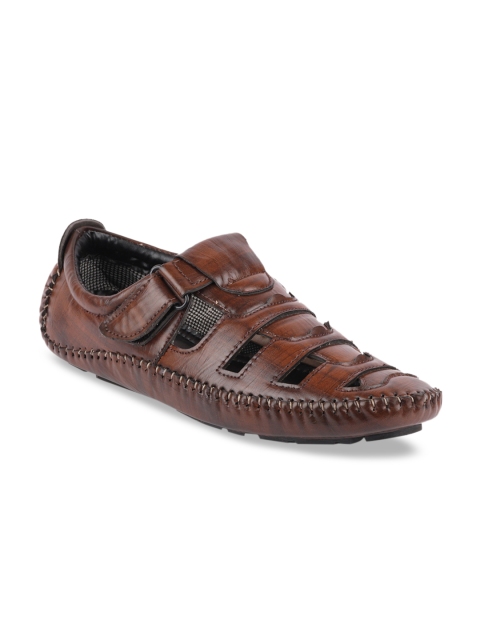 FAUSTO Men Brown Genuine leather Lightweight Fisherman Sandals