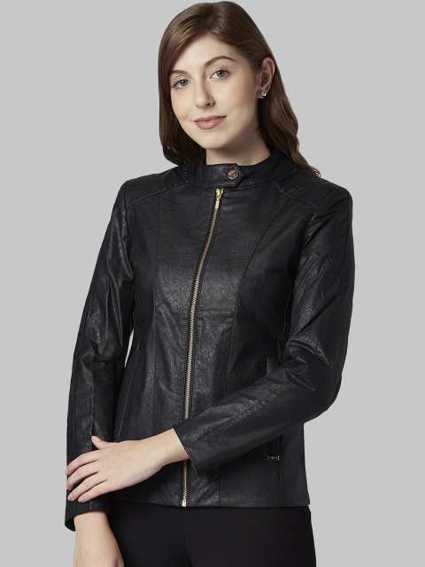

Park Avenue Woman \Black Solid Biker Jacket