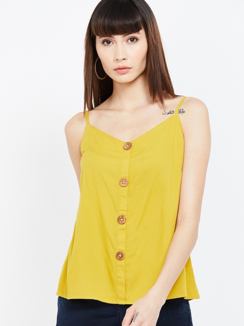 

Bossini Women Mustard Yellow Solid A-Line Top