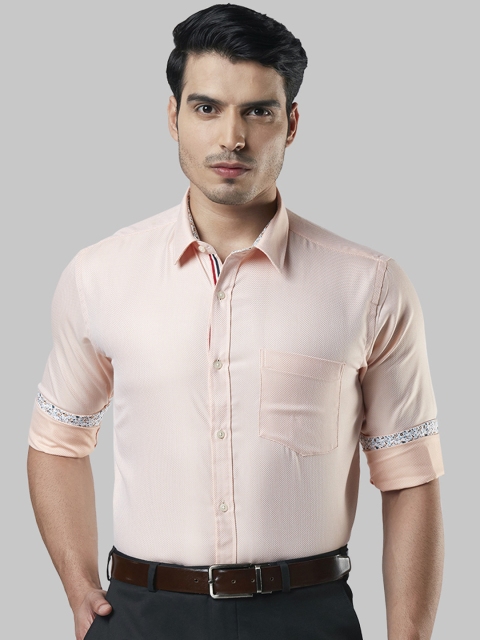 

Next Look Men Orange & White Slim Fit Printed Formal Shirt