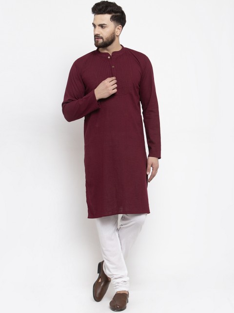 

Jompers Men Purple & White Solid Kurta with Churidar