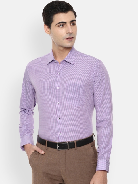 

Van Heusen Men Lavender & Blue Slim Fit Checked Formal Shirt