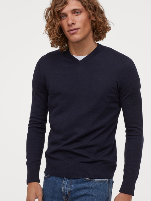 

H&M Men Blue Cashmere-blend jumper