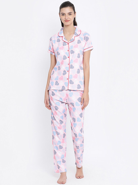 

Kanvin Women Pink Printed Night suit MJKSS20166B