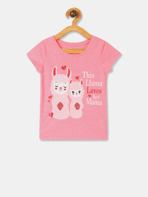 

The Childrens Place Infant Pink & White Printed Round Neck T-shirt