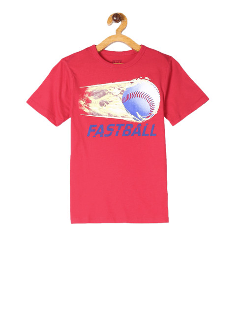 

The Childrens Place Boys Red Printed Round Neck Pure Cotton T-shirt