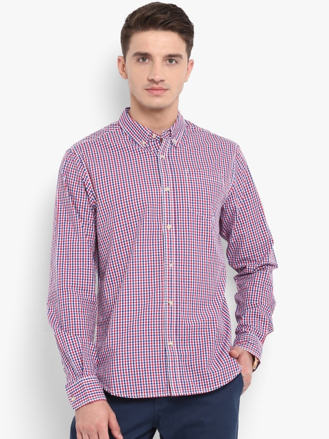 

KVL Men Red & White Regular Fit Checked Casual Shirt