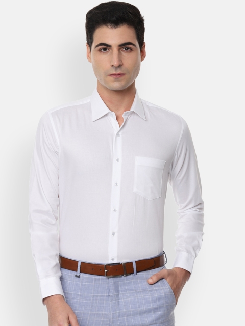 Van Heusen Men White Slim Fit Self Design Formal Shirt