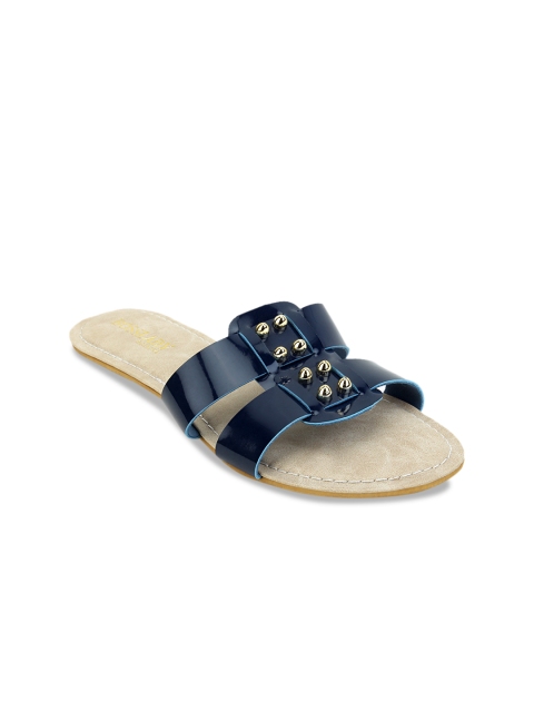 

SCENTRA Women Navy Blue Embellished Open Toe Flats