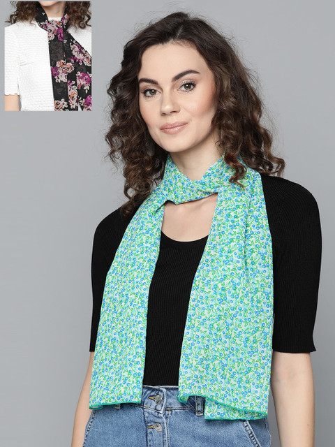

Trend Arrest Women Set Of 2 Printed Scarf, Black