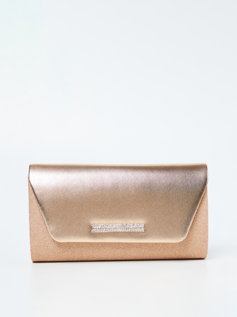 

CODE by Lifestyle Gold-Toned & Rose Gold-Toned Shimmered Clutch with Chain Strap