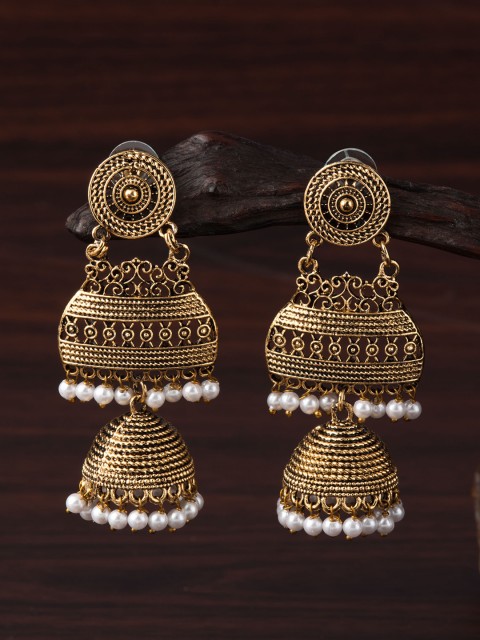 

E2O Antique Gold-Plated Dome Shaped Jhumkas