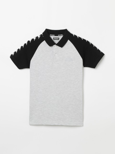 

Kappa Boys Grey Melange & Black Solid Polo Collar T-shirt