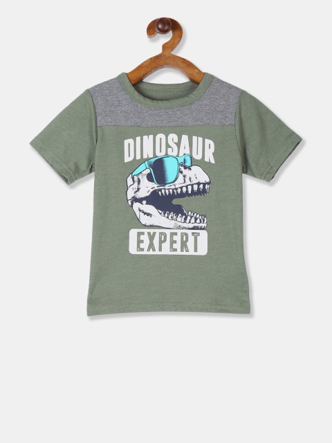 

The Childrens Place Boys Green Printed Round Neck T-shirt