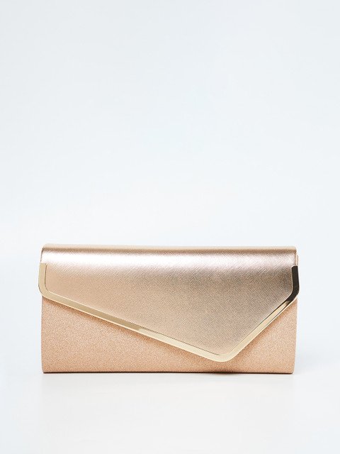 

CODE by Lifestyle Gold-Toned & Rose Gold-Toned Shimmered Clutch with Chain Strap