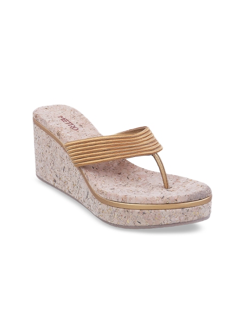 

Metro Women Gold-Toned Woven Design Heels