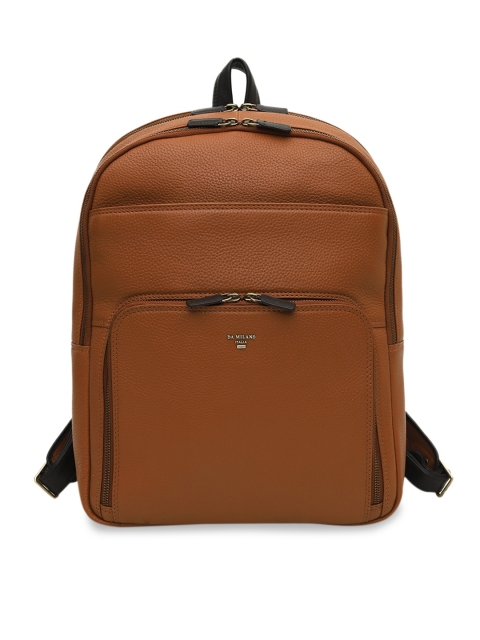 Da Milano Unisex Brown Solid Leather Backpack
