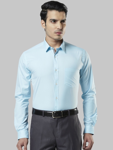 

Next Look Men Turquoise Blue Slim Fit Striped Formal Shirt