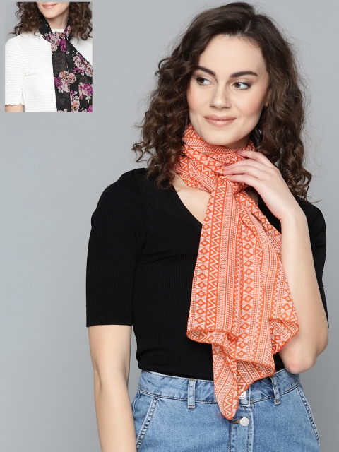 

Trend Arrest Women Set Of 2 Printed Scarf, Black