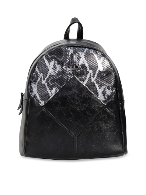 

ESBEDA Women Black & White Snake Skin Textured Backpack