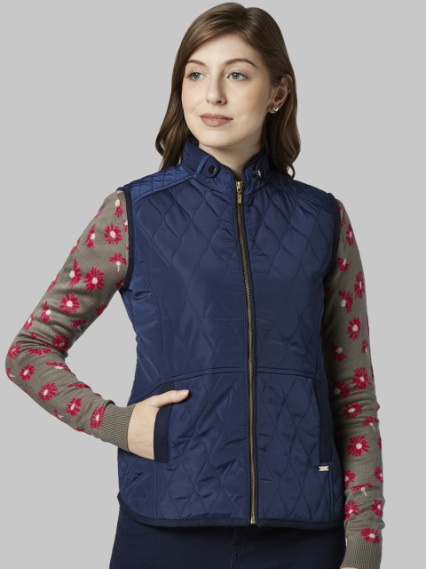 

Park Avenue Woman Blue Solid Quilted Jacket