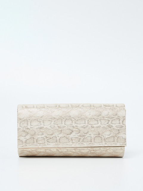 

CODE by Lifestyle Beige & Brown Snake Skin Textured Clutch with Chain Strap