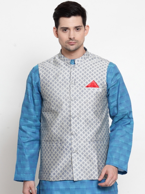 

NEUDIS Men Grey Printed Woven Nehru Jacket