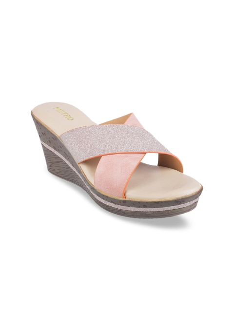 

Metro Women Beige & Pink Colourblocked Heels