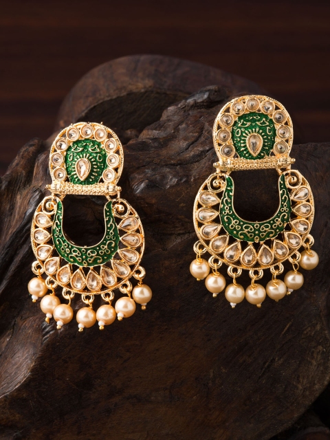

E2O Gold-Plated & Green Crescent Shaped Chandbalis