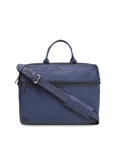 

Da Milano Unisex Blue Textured Leather Laptop Bag