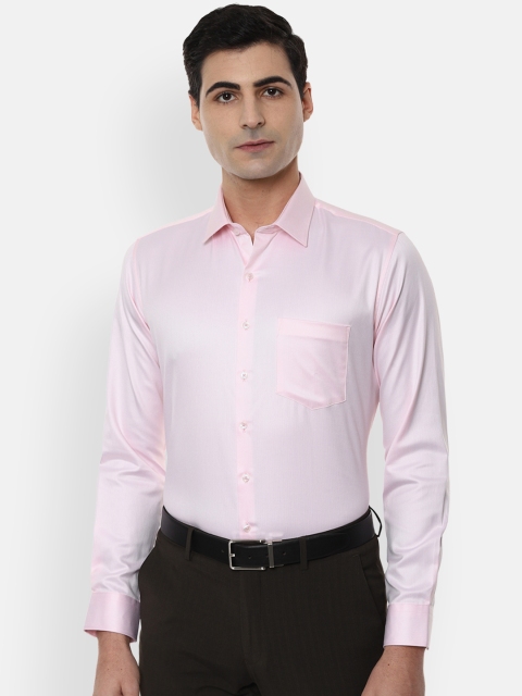 

Van Heusen Men Pink Slim Fit Self Design Party Shirt