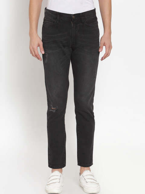 

KLOTTHE Men Black Regular Fit Mid-Rise Low Distress Jeans