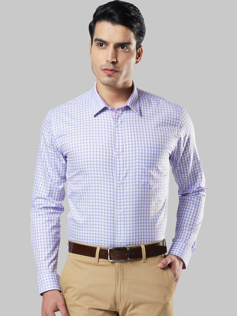 

Next Look Men Violet & Off-White Regular Fit Checked Formal Shirt