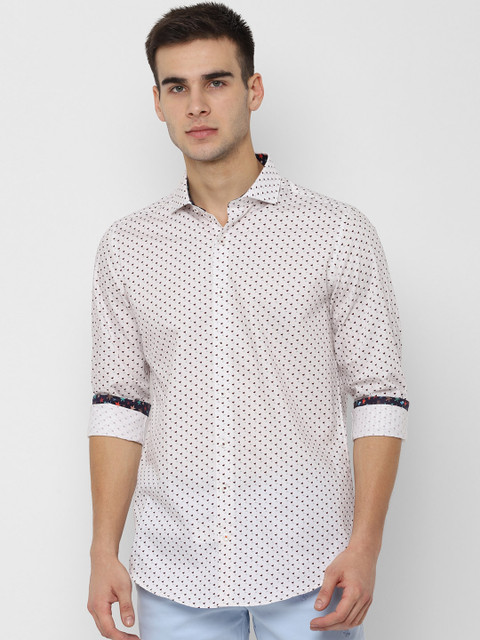 

SIMON CARTER LONDON Men Beige & Maroon Slim Fit Printed Casual Shirt