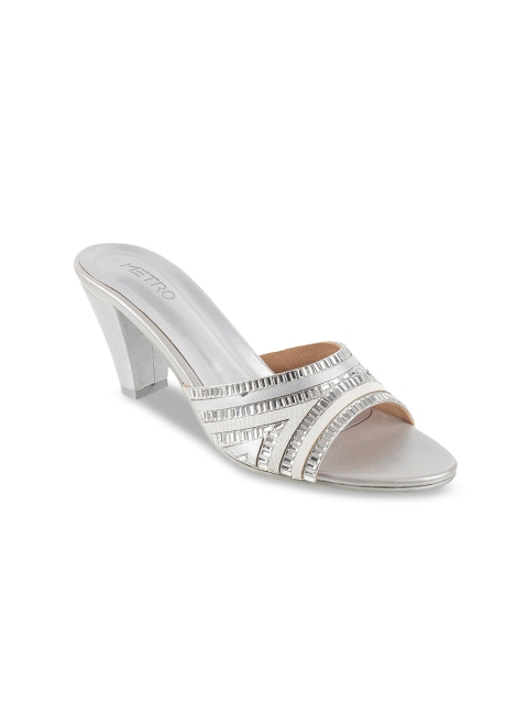 

Metro Women Silver-Toned Embellished Heels