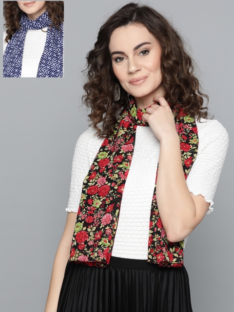 

Trend Arrest Women Pack Of 2 Red & Blue Printed Scarves