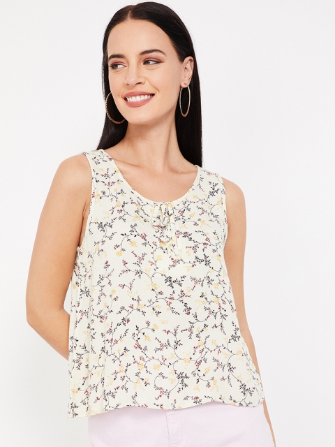 

Ginger by Lifestyle Women Off-White Printed A-Line Top