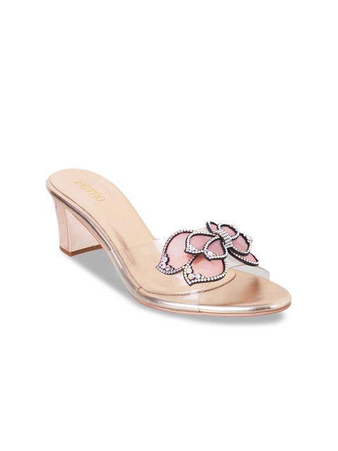 

Metro Women Transparent & Pink Embellished Heels
