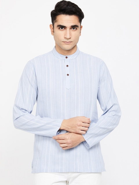 

Melange by Lifestyle Men Blue Striped Straight Kurta