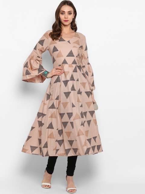 

aayusika Women Beige Printed Anarkali Kurta