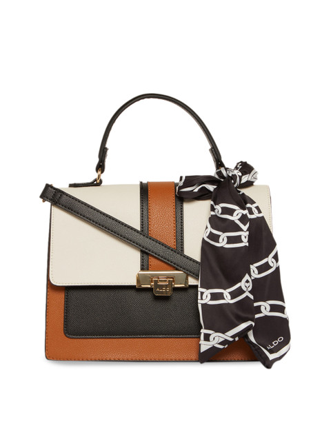 

ALDO Brown & White Colourblocked Satchel Bag