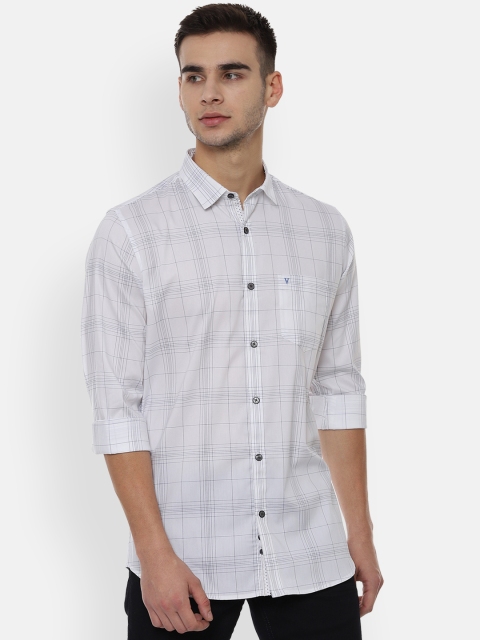 

Van Heusen Sport Men White & Blue Slim Fit Checked Casual Shirt