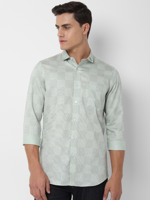 

Allen Solly Men Sea Green Slim Fit Checked Casual Shirt