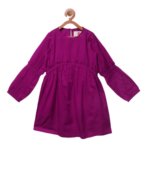 

charkhee Girls Purple Solid Fit and Flare Dress
