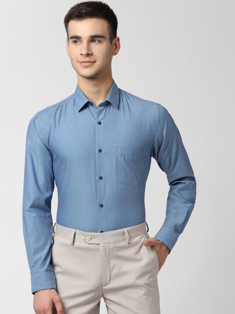 

Peter England Men Blue Regular Fit Striped Formal Shirt