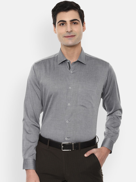 

Van Heusen Men Grey & Black Regular Fit Self Design Formal Shirt