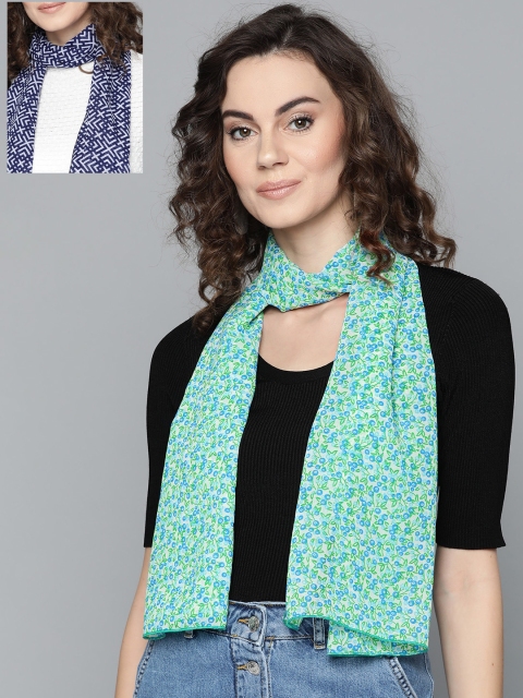 

Trend Arrest Women Pack Of 2 Turquoise Blue & Blue Printed Scarves