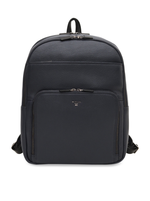 

Da Milano Unisex Navy Blue Textured Leather Backpack