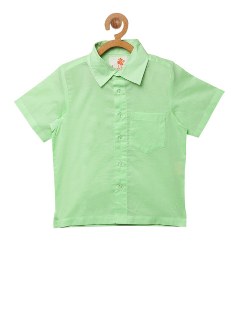 

charkhee Boys Green Regular Fit Solid Casual Shirt